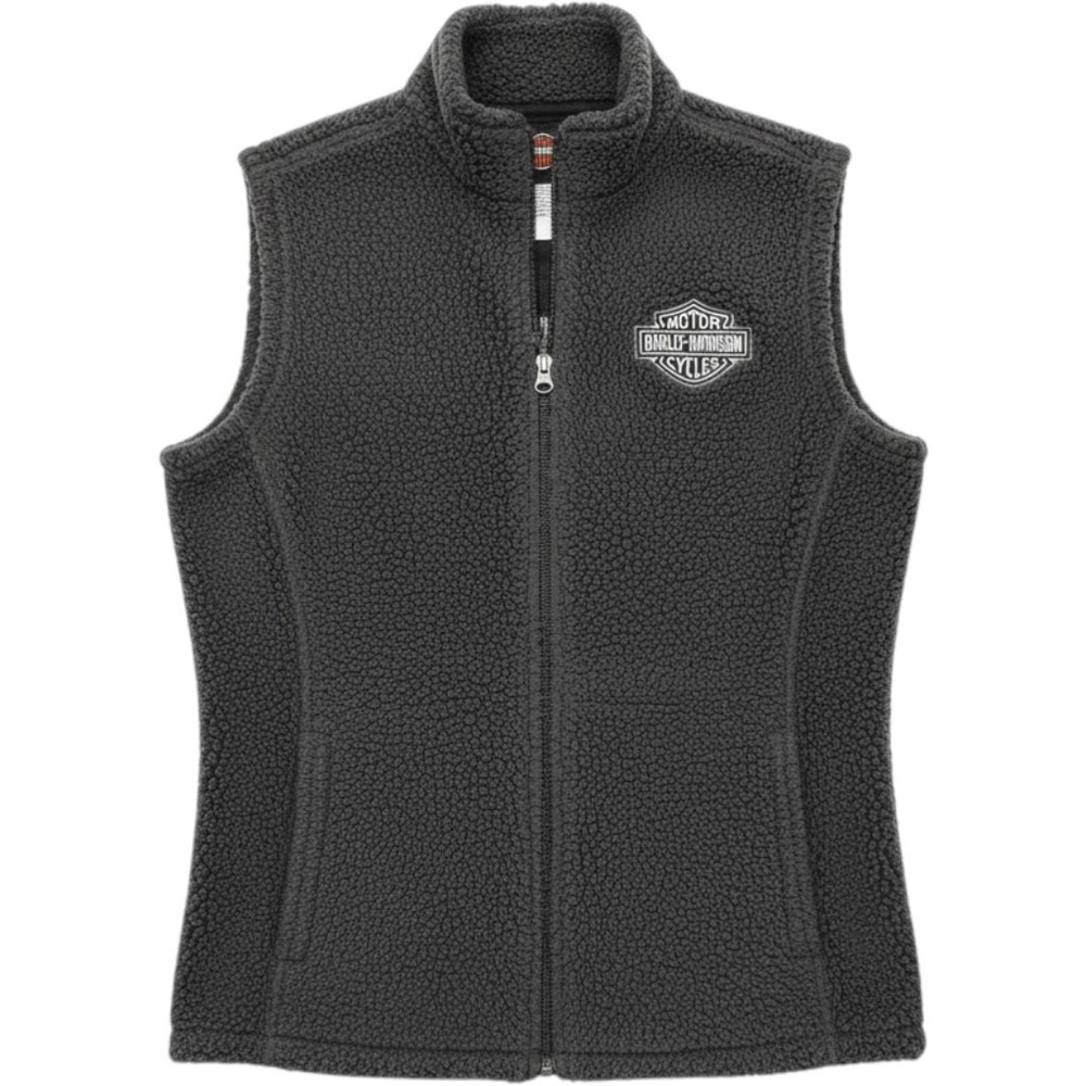 Harley-Davidson Womens Gray Sherpa Fleece Full Zip Vest Pittsburgh PA Size M
